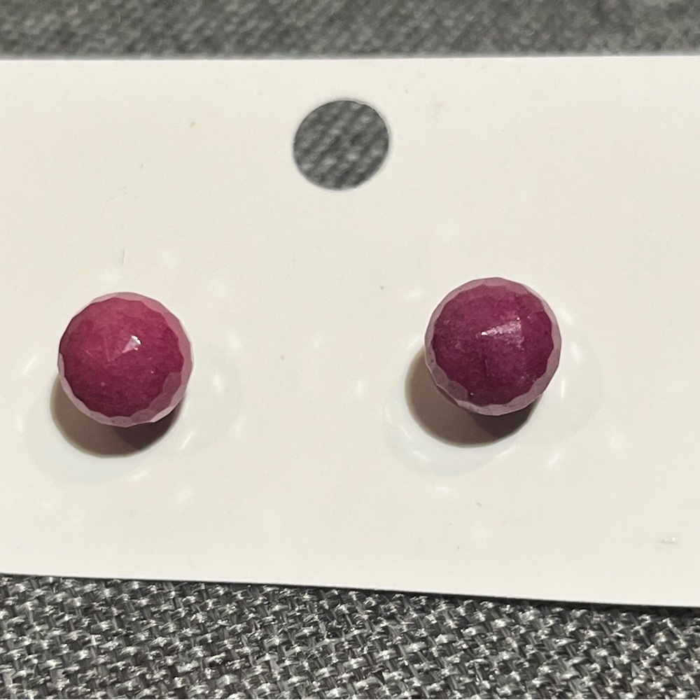 Sterling Silver Ruby Stud Earrings New - image 1